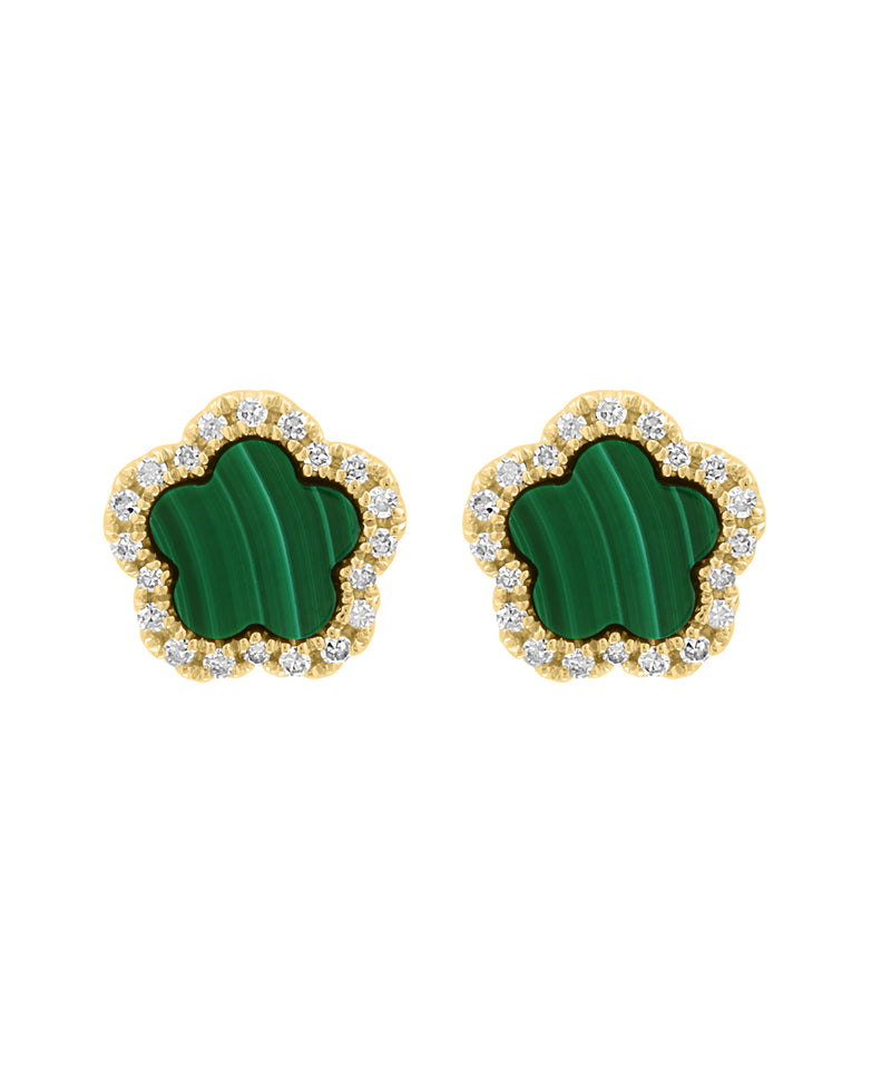 Effy 14K Yellow Gold Diamond & Malachite Earrings