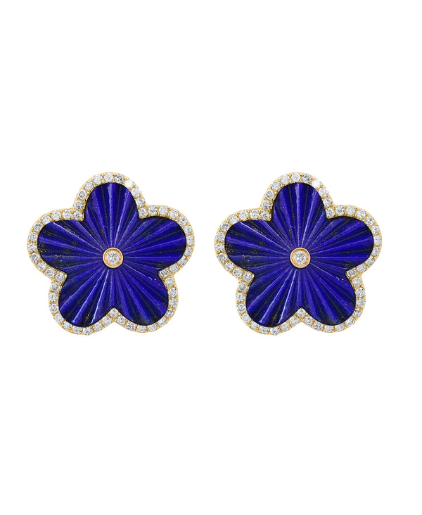 Effy 14K Yellow Gold Diamond & Lapis Lazuli Earrings