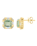 EFFY 14K Yellow Gold Green Amethyst & Diamond Earrings