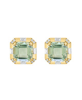 EFFY 14K Yellow Gold Green Amethyst & Diamond Earrings