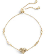 Coach Signature Quilted Heart Crystal Adjustable Slider Bracelet - Gold-Plated