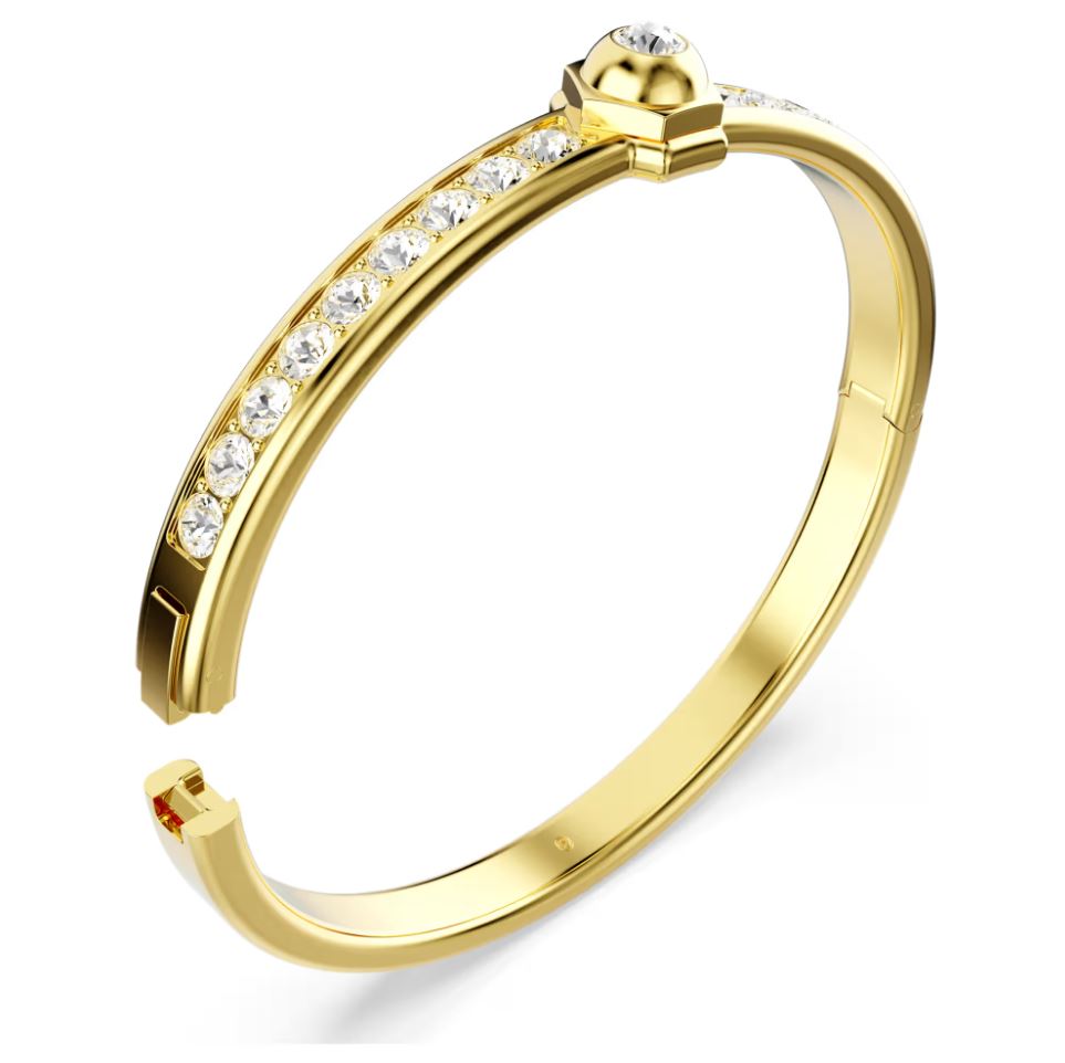 Swarovski Numina Bangle Bracelet - Round cut, White, Gold-tone plated