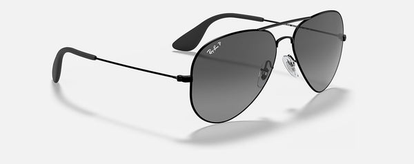 Ray-Ban Mens Aviator Polarized Sunglasses - Black/Gray Gradient