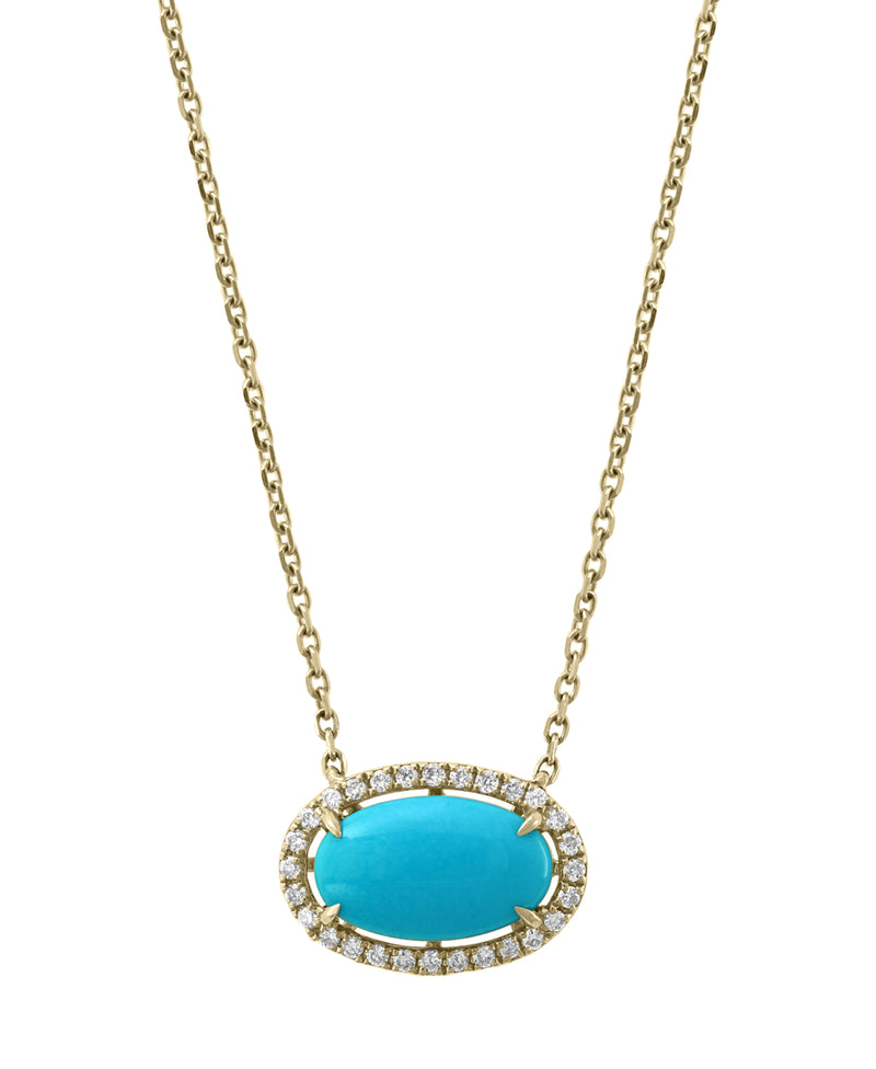 Effy 14K Yellow Gold Diamond & Turquoise Necklace