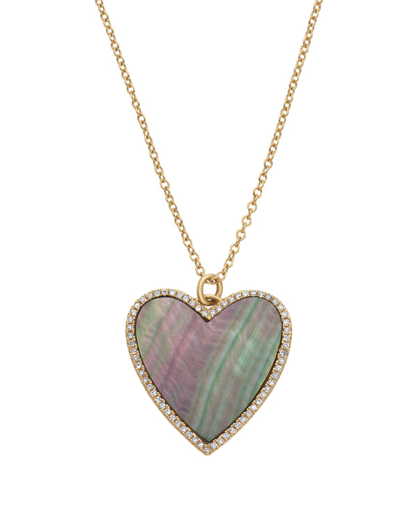 Effy 14K Yellow Gold Diamond & Mother of Pearl Heart Pendant Necklace