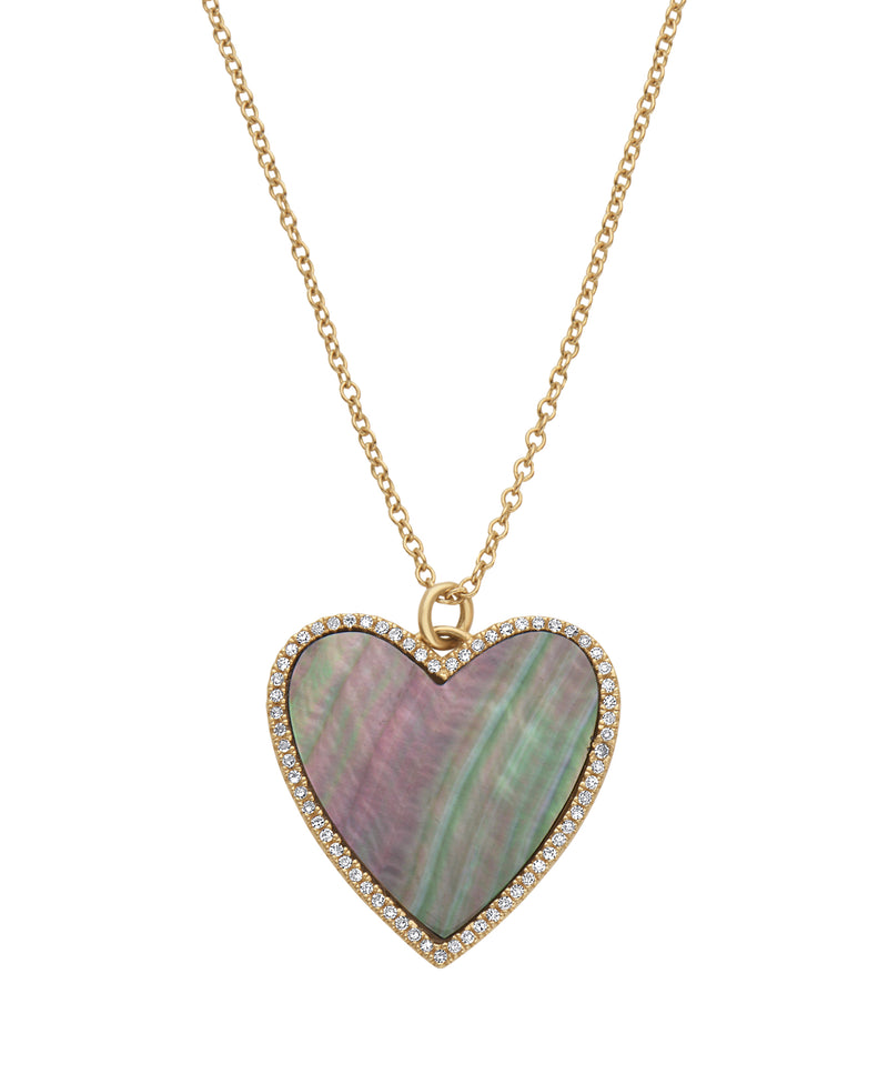 Effy 14K Yellow Gold Diamond & Mother of Pearl Heart Pendant Necklace