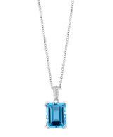 EFFY 14K White Gold Blue Topaz & Diamond Pendant Necklace