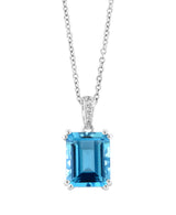 EFFY 14K White Gold Blue Topaz & Diamond Pendant Necklace