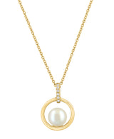 Effy 14K Yellow Gold Diamond & Fresh Water Pearl Pendant Necklace