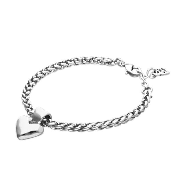 UNOde50 Silver Thick Chain Heart Charm Bracelet - Medium