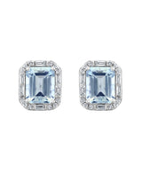 Effy Aquarius 14K White Gold Diamond & Aquamarine Stud Earrings