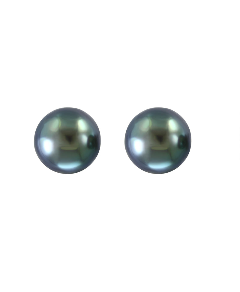 Effy 14K Yellow Gold & Black Tahitian Pearl Stud Earrings
