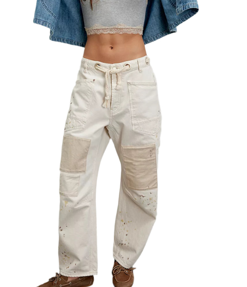 Free People ★ We The Free Moxie Flocked Barrel Jeans Moxie Flocked Pull-On Barrel Jeans | Nuuly