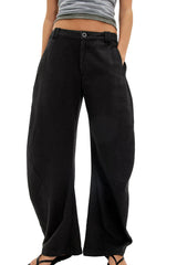 Free People Womens Spotlight Washed Barrel Chino Trousers