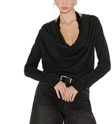 Free People Womens Jane Draped Long Sleeve Top