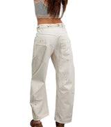 Free People Womens We The Free Moxie Pull-On Barrel Jeans