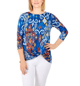 Ruby Rd. Womens Side Twist 3/4 Sleeve Top