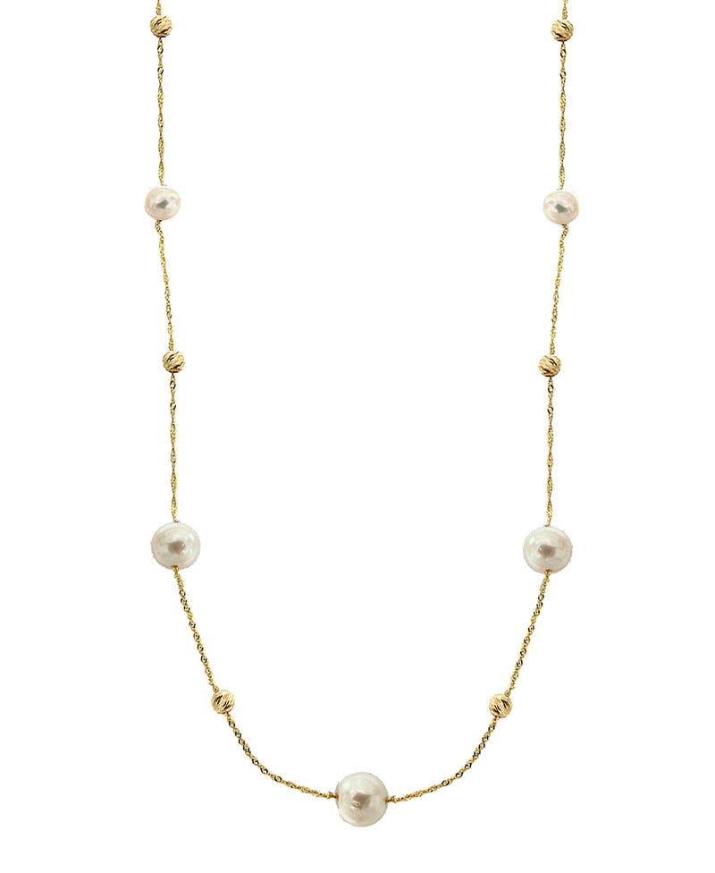 Effy 14K Yellow Gold Diamond & Fresh Water Pearl Necklace