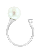 Effy 925 Sterling Silver White Topaz & Fresh Water Pearl Ring - Size 7