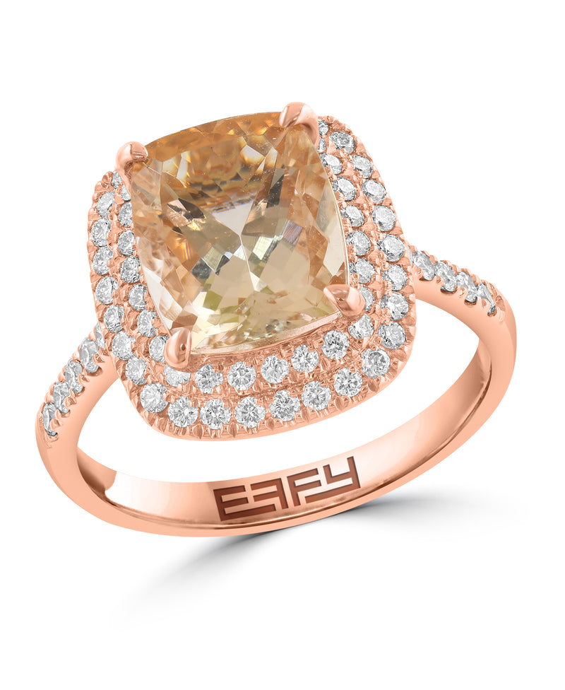 Effy 14K Rose Gold Diamond & Morganite Ring