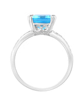 EFFY 14K White Gold Blue Topaz & Diamond Ring