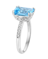 EFFY 14K White Gold Blue Topaz & Diamond Ring