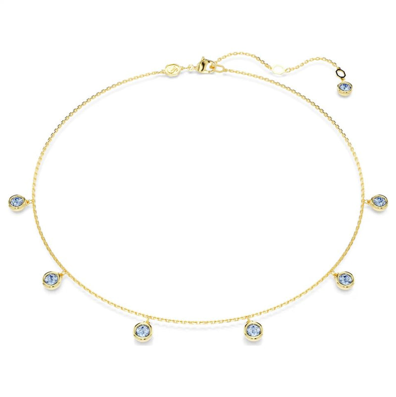 Swarovski Imber Necklace - Round cut, Light blue, Gold-tone plated