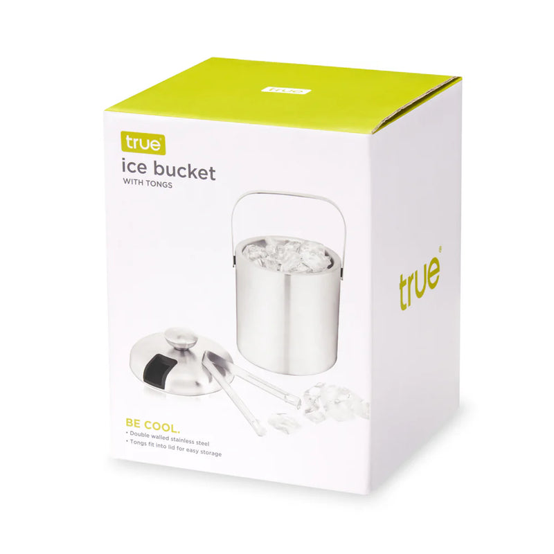 True Double Walled Stainless Steel Ice Bucket With Tongs
