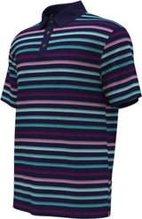 PGA Tour Mens All-Over Stripe Print Short Sleeve Polo Shirt