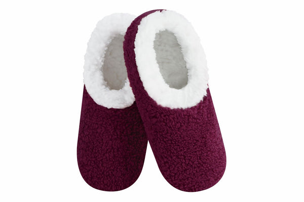 Snoozies Womens Sherpa Burgundy Slippers - Size Small