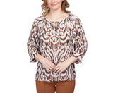 Ruby Rd. Womens Split Neck Pull On Top