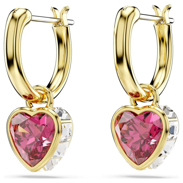 Swarovski Chroma Drop Earrings - Heart, Red, Gold-Tone Plated