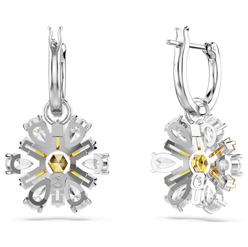 Swarovski Idyllia Drop Earrings - Flower, Yellow, Rhodium plated