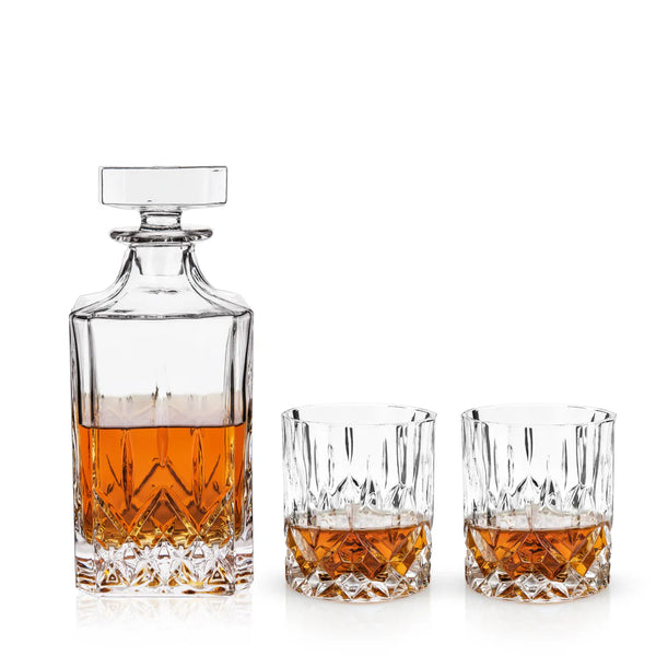 Viski Admiral Liquor Decanter & Tumbler Set - 3
