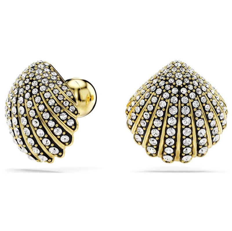 Swarovski Idyllia Stud Earrings - Shell, White, Gold-Tone Plated