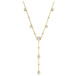 Swarovski Imber Y Necklace - Round Cut, Scattered Design, White, Gold-Tone Plated