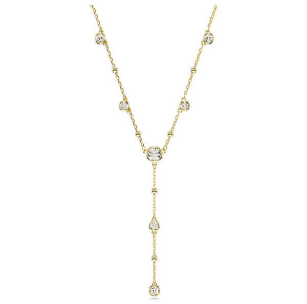 Swarovski Imber Y Necklace - Round Cut, Scattered Design, White, Gold-Tone Plated