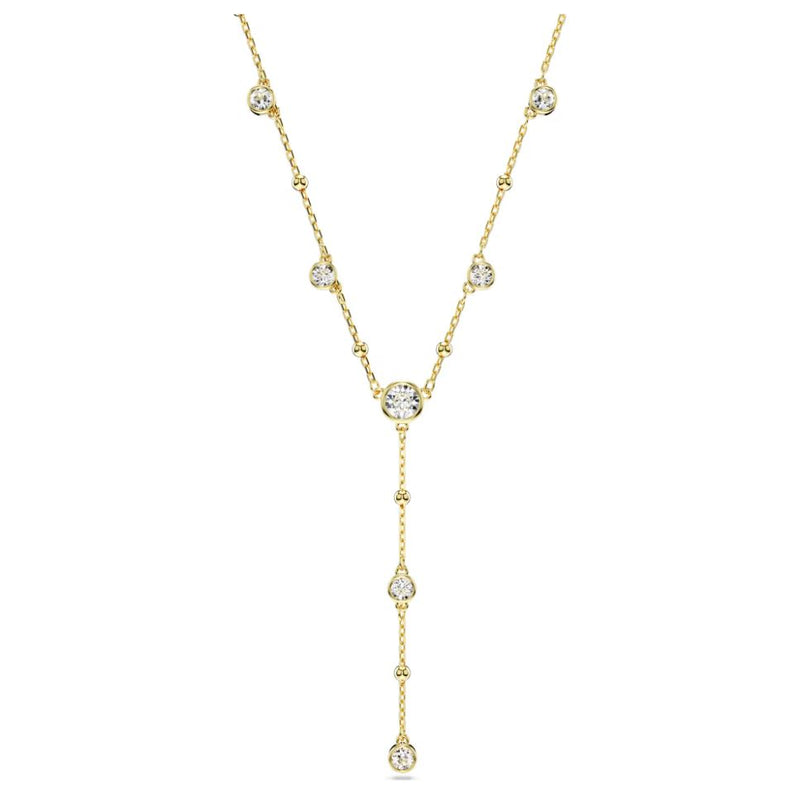 Swarovski Imber Y Necklace - Round Cut, Scattered Design, White, Gold-Tone Plated