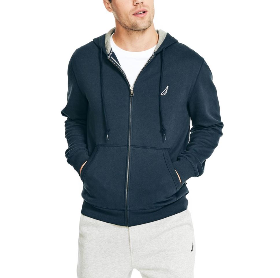 Nautica Mens Anchor Fleece Full Zip Hoodie