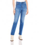 Karen Kane Womens Raw Hem Straight Jeans
