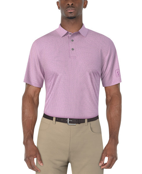 PGA Tour Mens Micro Jacquard Short Sleeve Golf Polo Shirt