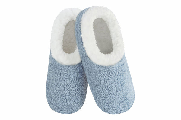 Snoozies Womens Sherpa Periwinkle Slippers - Size Large