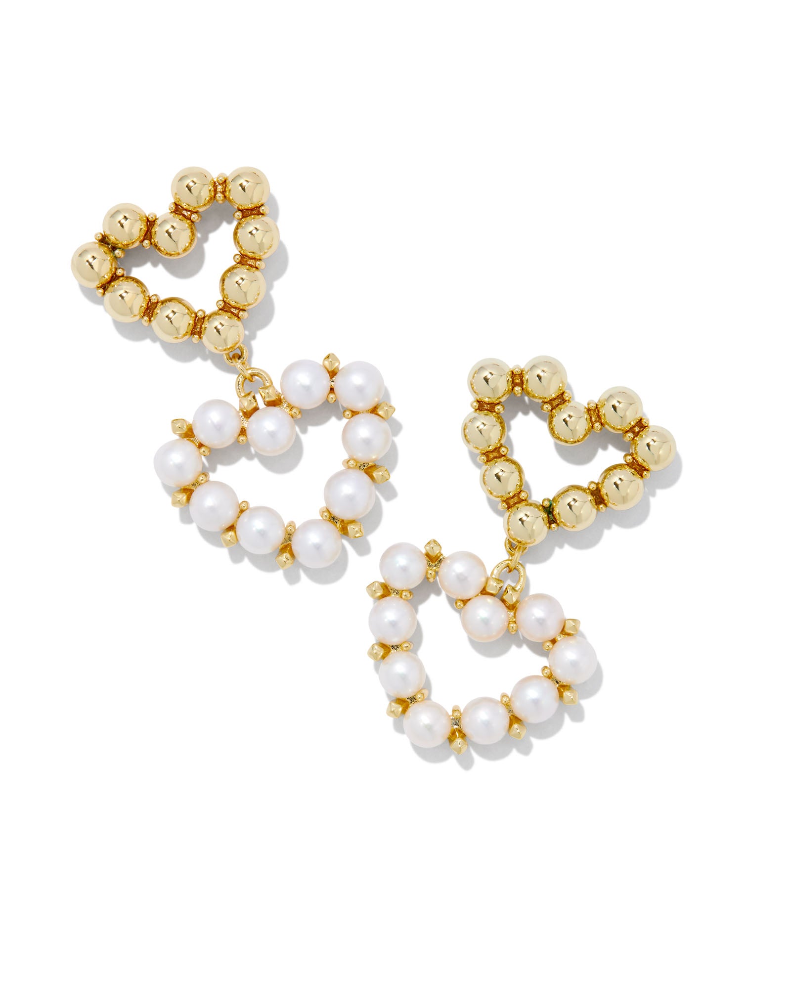 Kendra Scott Ashton Heart Drop Earrings - White Pearl, 14K Gold Plated