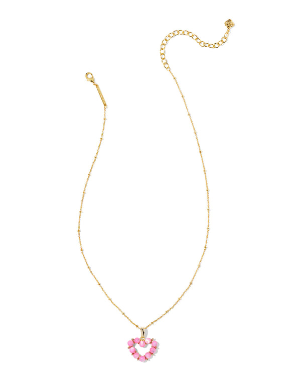 Kendra Scott Ashton Heart Necklace - Blush Ivory Mother-of-Pearl, 14K Gold Plated