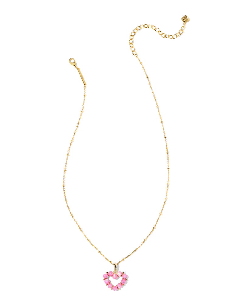 Kendra Scott Ashton Heart Necklace - Blush Ivory Mother-of-Pearl, 14K Gold Plated