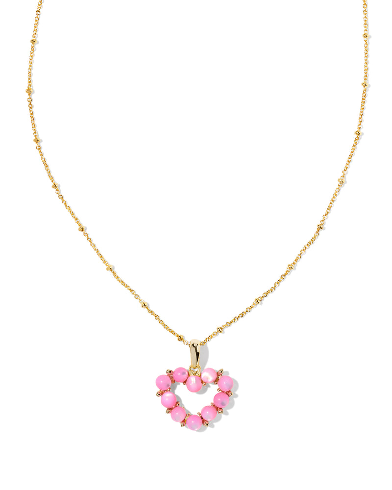 Kendra Scott Ashton Heart Necklace - Blush Ivory Mother-of-Pearl, 14K Gold Plated