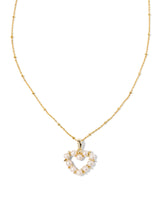 Kendra Scott Ashton Heart Necklace - White Pearl, 14K Gold Plated