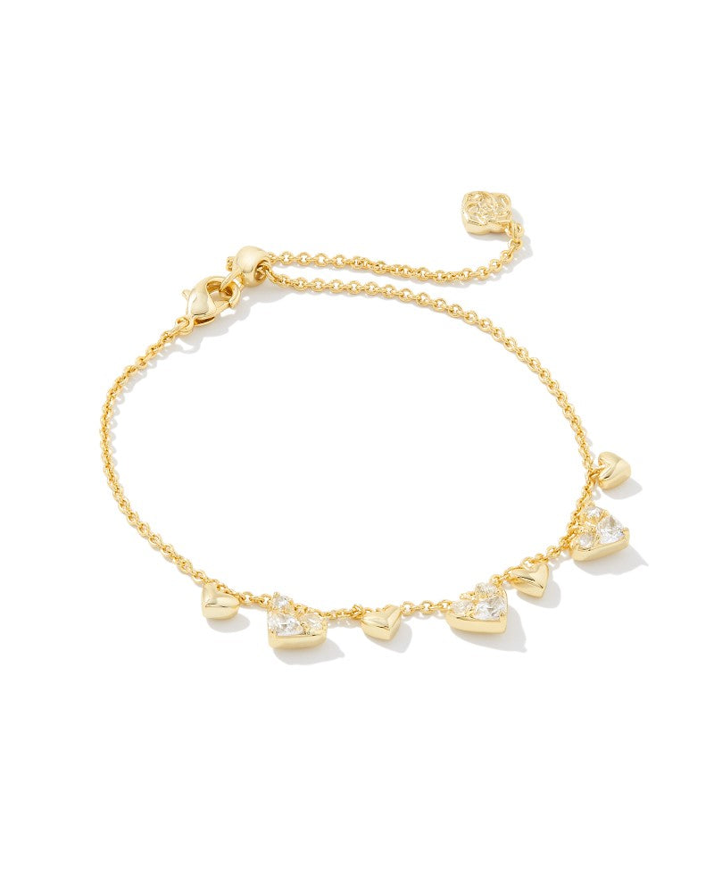 Kendra Scott Haven Heart Chain Bracelet White, 14K Gold Plated
