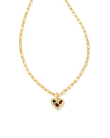 Kendra Scott Penny Heart Necklace  - Multi Mix, 14K Gold Plated