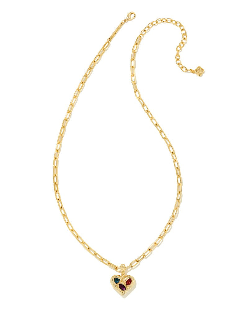 Kendra Scott Penny Heart Necklace  - Multi Mix, 14K Gold Plated